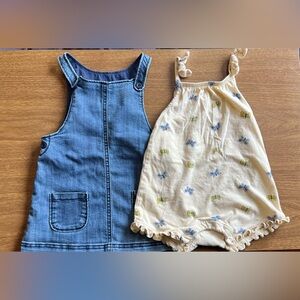 Blue Denim Dress and Yellow Butterfly Romper Bundle